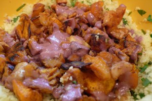 Butternut Couscous With Walnuts + Goats Cheese + Red Wine Sauce