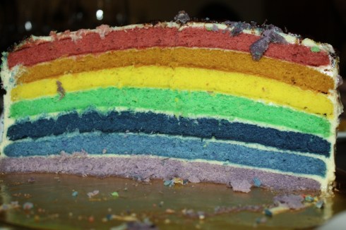 Rainbow Cake - Cut